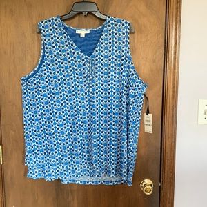 3/$45 Emaline top sleeveless abstract geometric print w stretch casual 1X